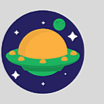 Banner mit Symbolen: zwei freundliche Alien-Gesichter und ein Plant