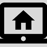 Banner mit Symbolen für Link, Computer mit Haus und lachendem Gesicht (Smiley)