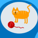 Banner mit Grafiken Katzenpfote, Gehirn mit Katze und lachenden Gesichtern