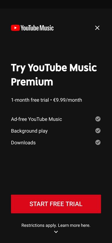 Screenshot der App YouTube Music