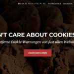 Screenshot von der Seite " I don't care about cookies"